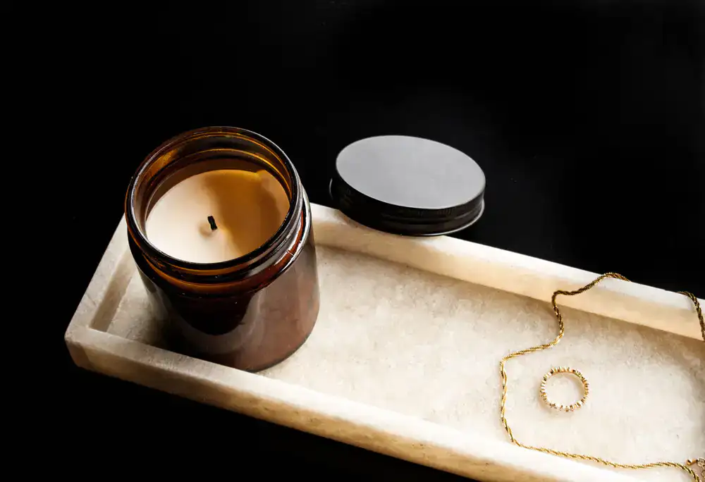 Classic amber glass candle jar
